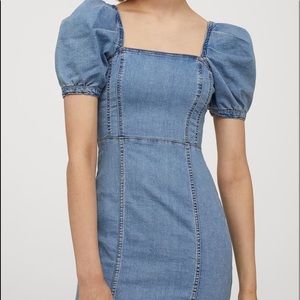 H&M Puff-Sleeve Denim Dress (8-10)